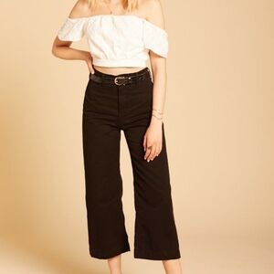 Free People Patti Highrise Pants Jesse Kamm Cotton Crop Black Wide-Leg Sailor